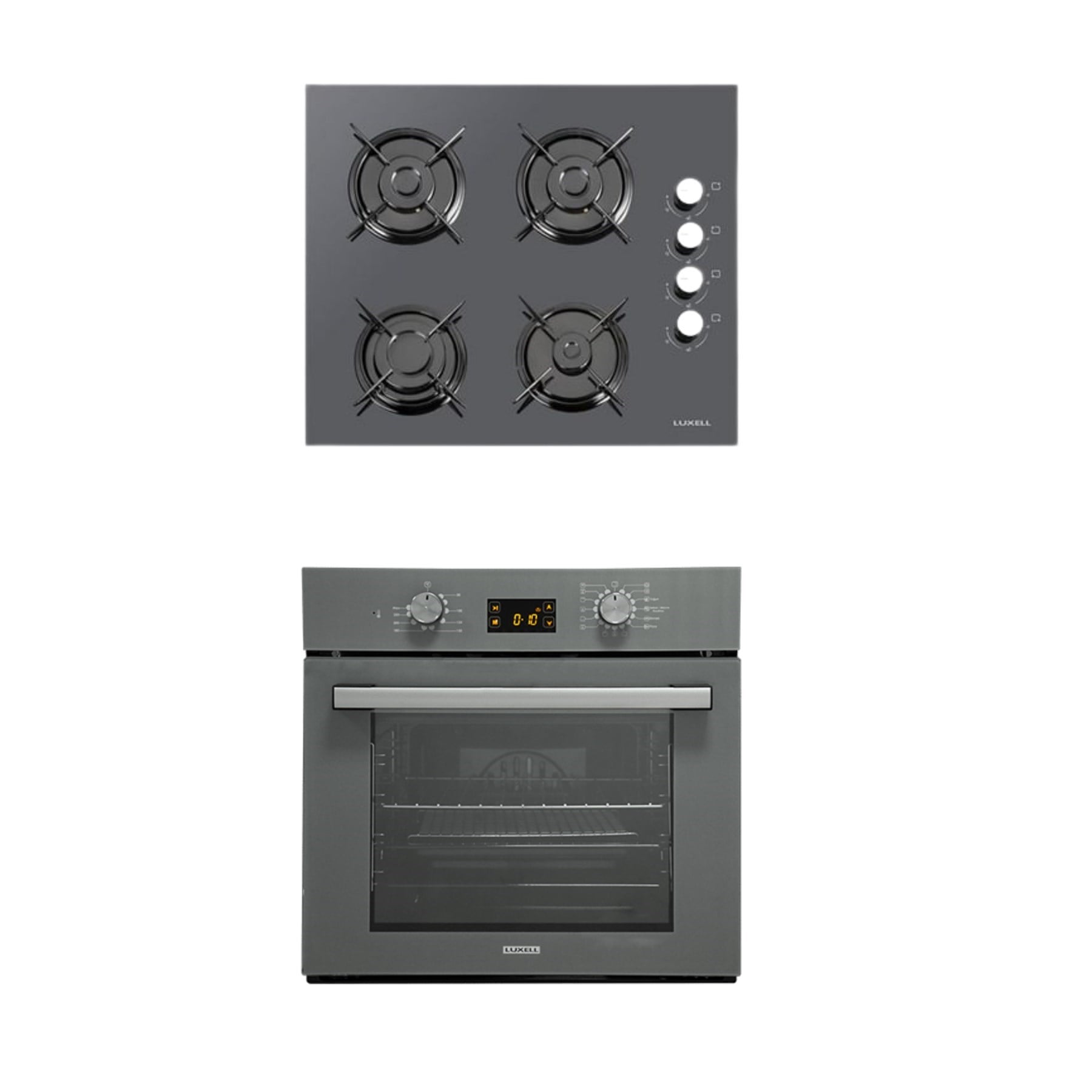 LUXELL 2 Lİ METALİK GRİ CAM ANKASTRE SET (OCAK-OPALL FIRIN)