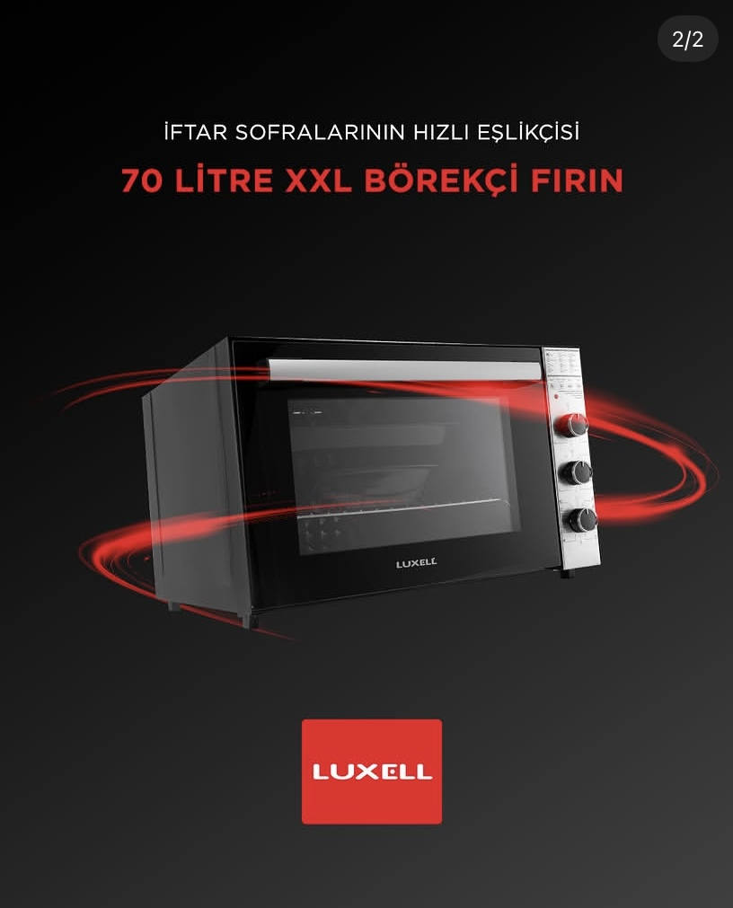 Luxell 70 Litre Börekçi Midi Fırın Siyah – LX-9655