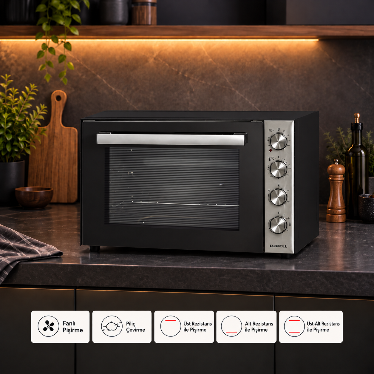Luxell 70 Litre Piliç Çevirmeli Maxi Fırın – LX-9645