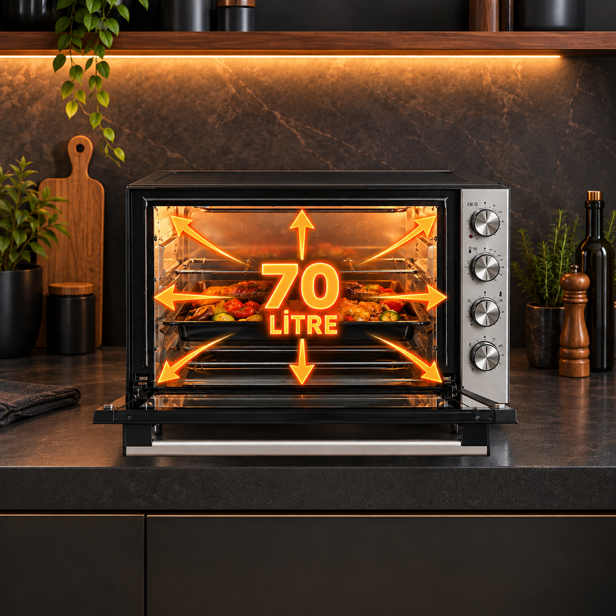 Luxell 70 Litre Piliç Çevirmeli Maxi Fırın – LX-9645