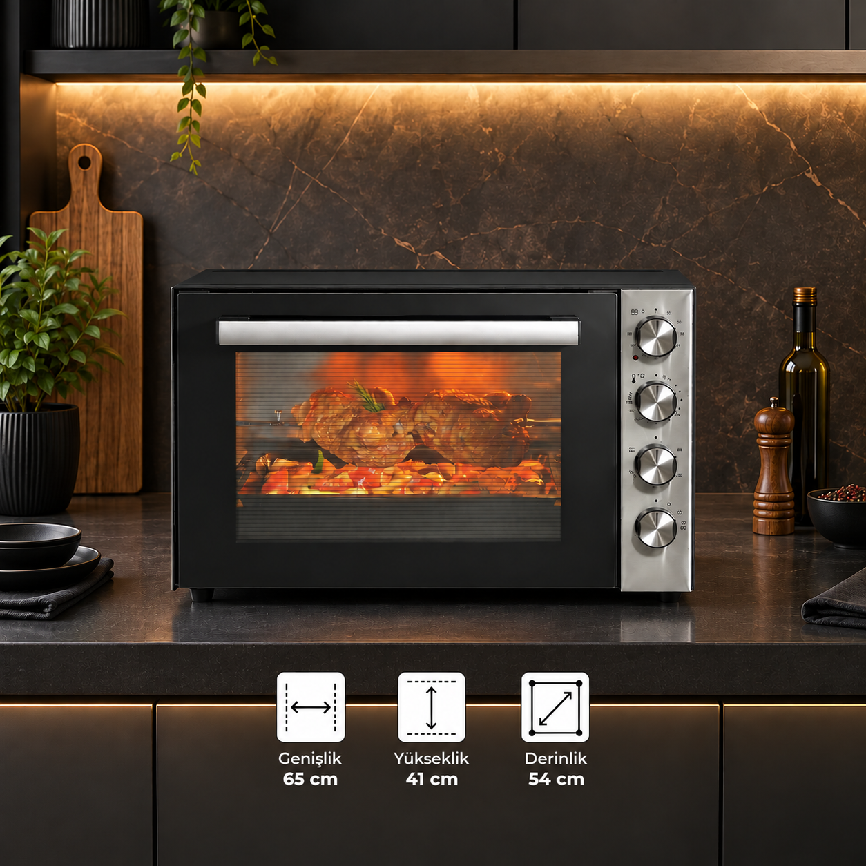 Luxell 70 Litre Piliç Çevirmeli Maxi Fırın – LX-9645