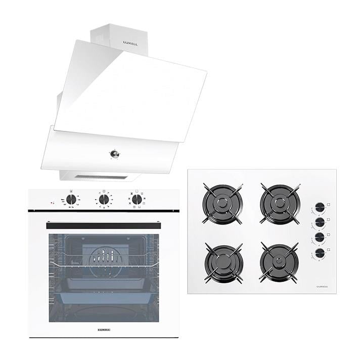 Luxell 88 Litre Süper Kristal Beyaz Cam Ankastre Set