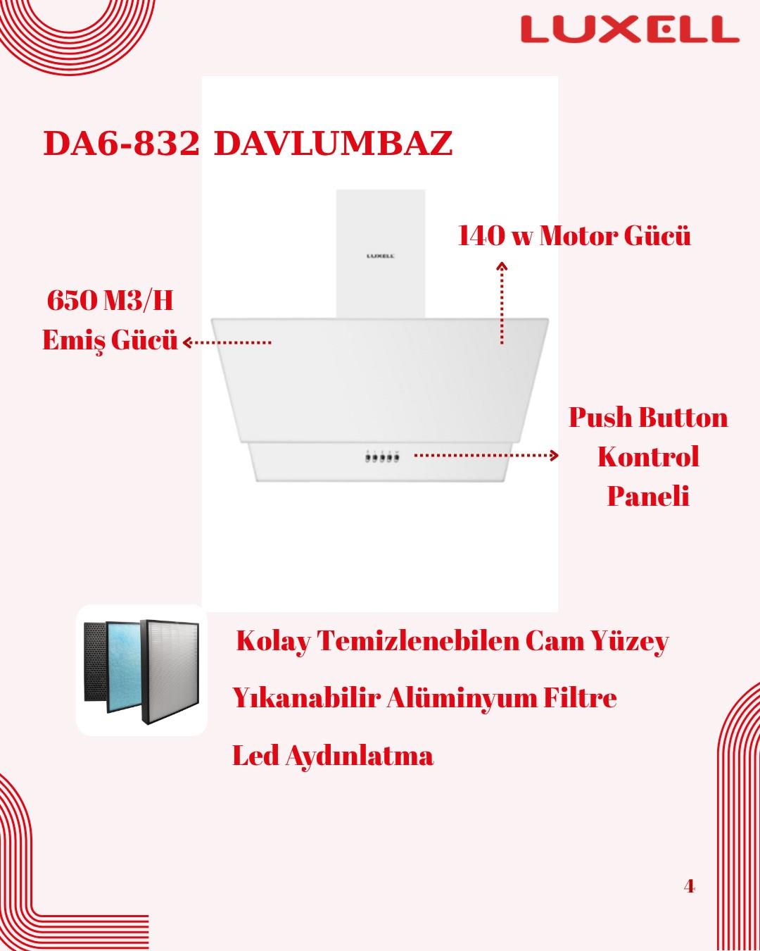 Luxell 88 Lt Plus Beyaz Cam Ankastre Set