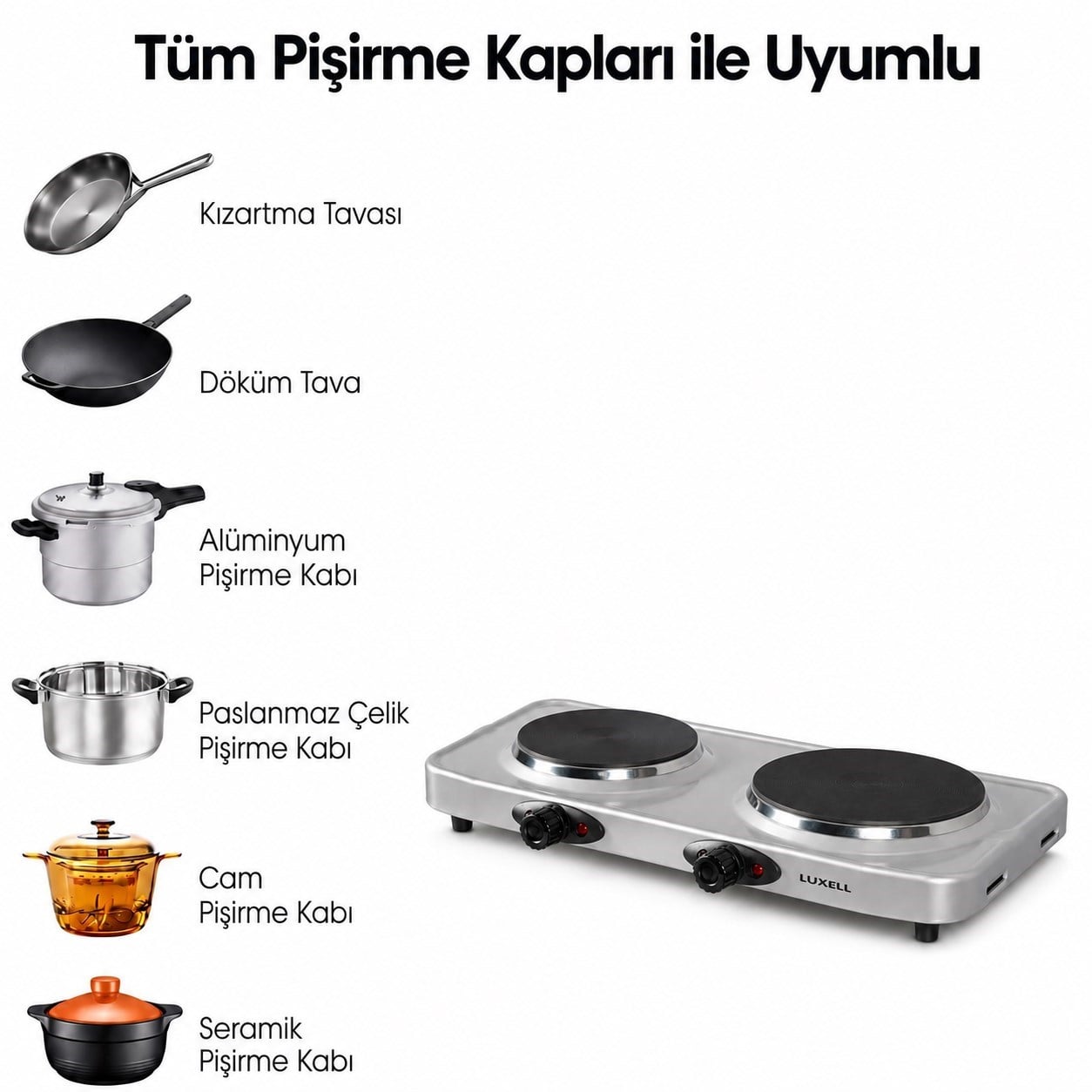 Luxell Elektrikli Ocak Hotplate Gri – LX-7021