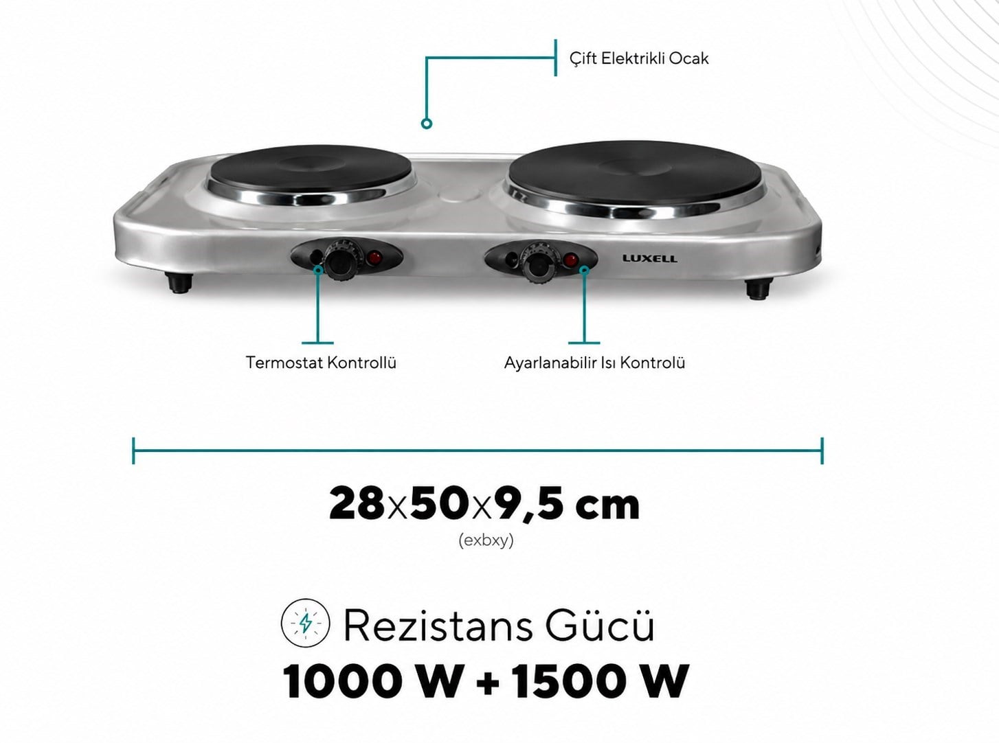 Luxell Elektrikli Ocak Hotplate Gri – LX-7021