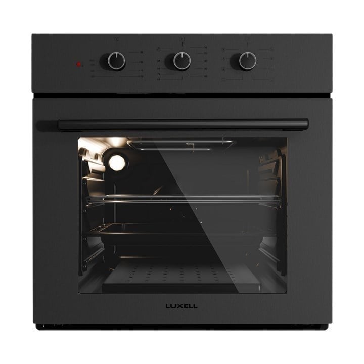 Luxell İndüksiyon Ocaklı Siyah Cam Ankastre Set (Prime Glass Fırın - Ada Davlumbaz)