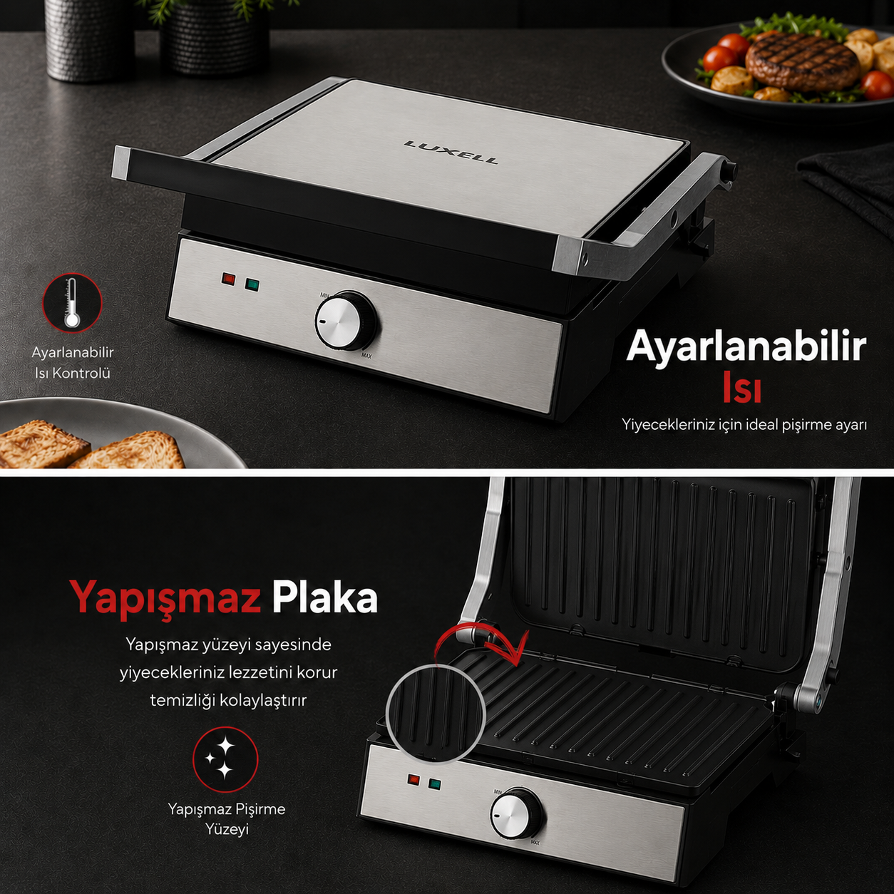 Luxell Izgara Tost Makinesi 2000W – LXTM-02