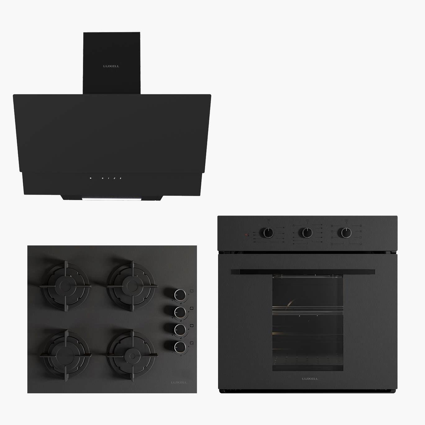 LUXELL PRIME GLASS SİYAH ANKASTRE SET 