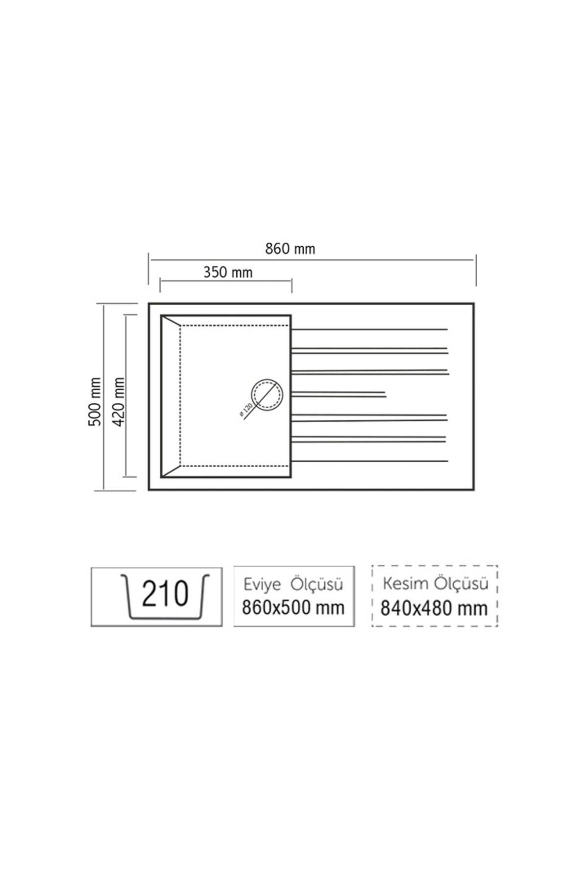 Luxell Rio Beyaz Tek Göz Damlalıklı Granit Eviye (Lx-860)