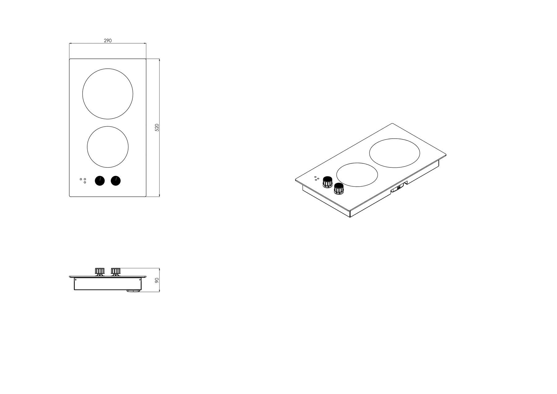 Luxell Siyah Domino Vitroseramik Cam Set Üstü Ocak (V3-02P) 