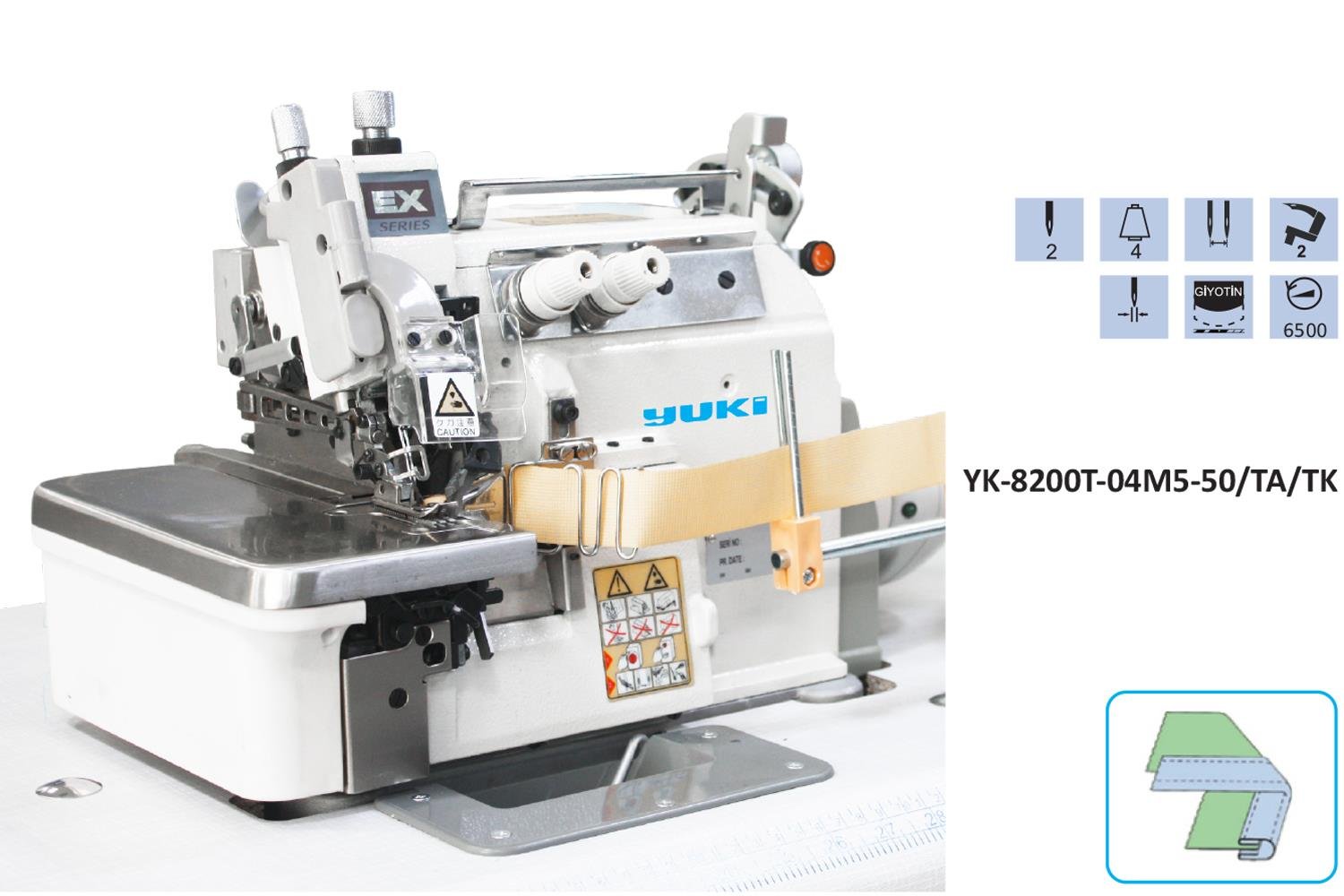 Yuki 8200 4 İplik Akıllı Overlok Makinesi Transportlu Cep Biye Kesicili