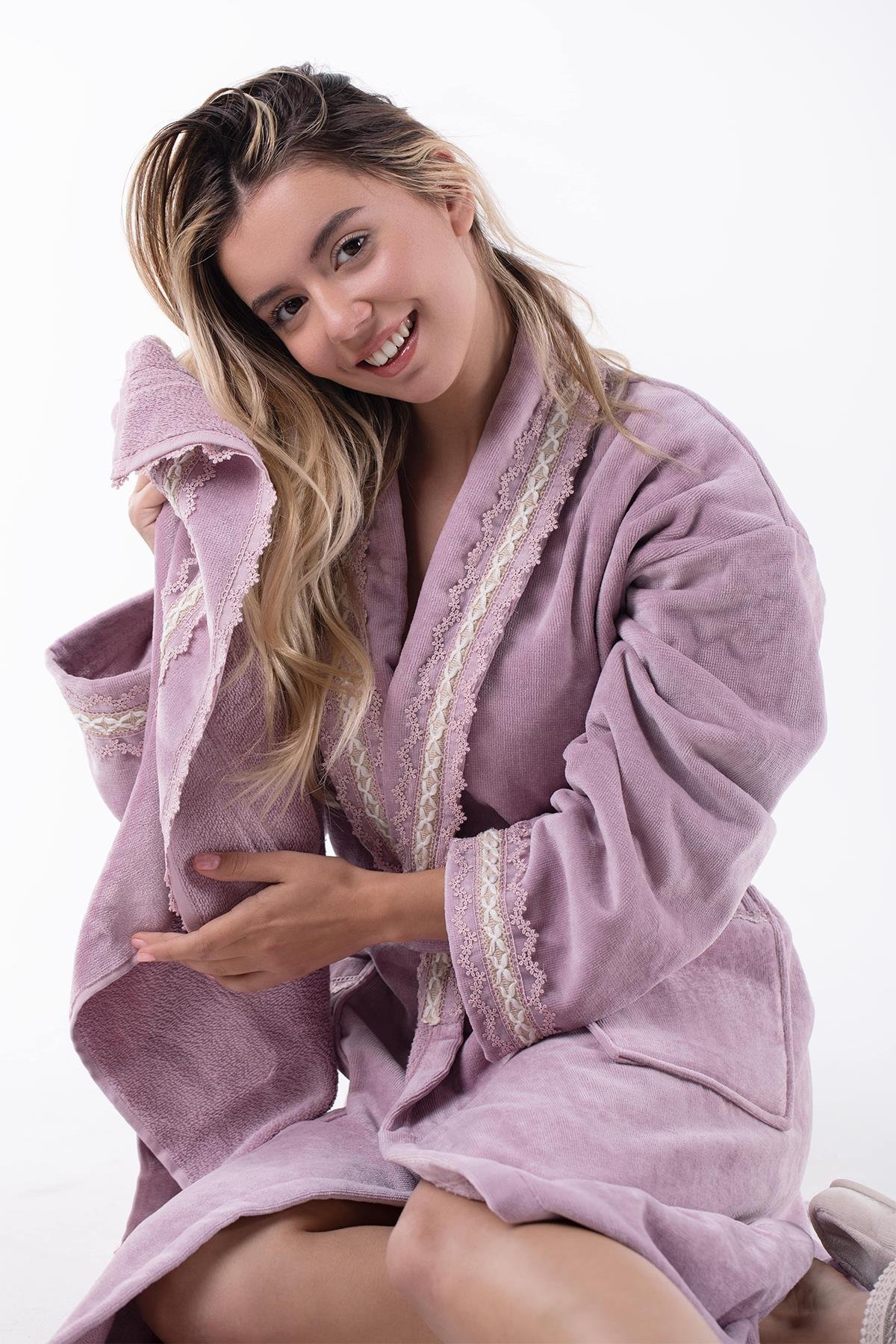 Velvet Line Deluxe Lady Bornoz Seti  - Çeçilya