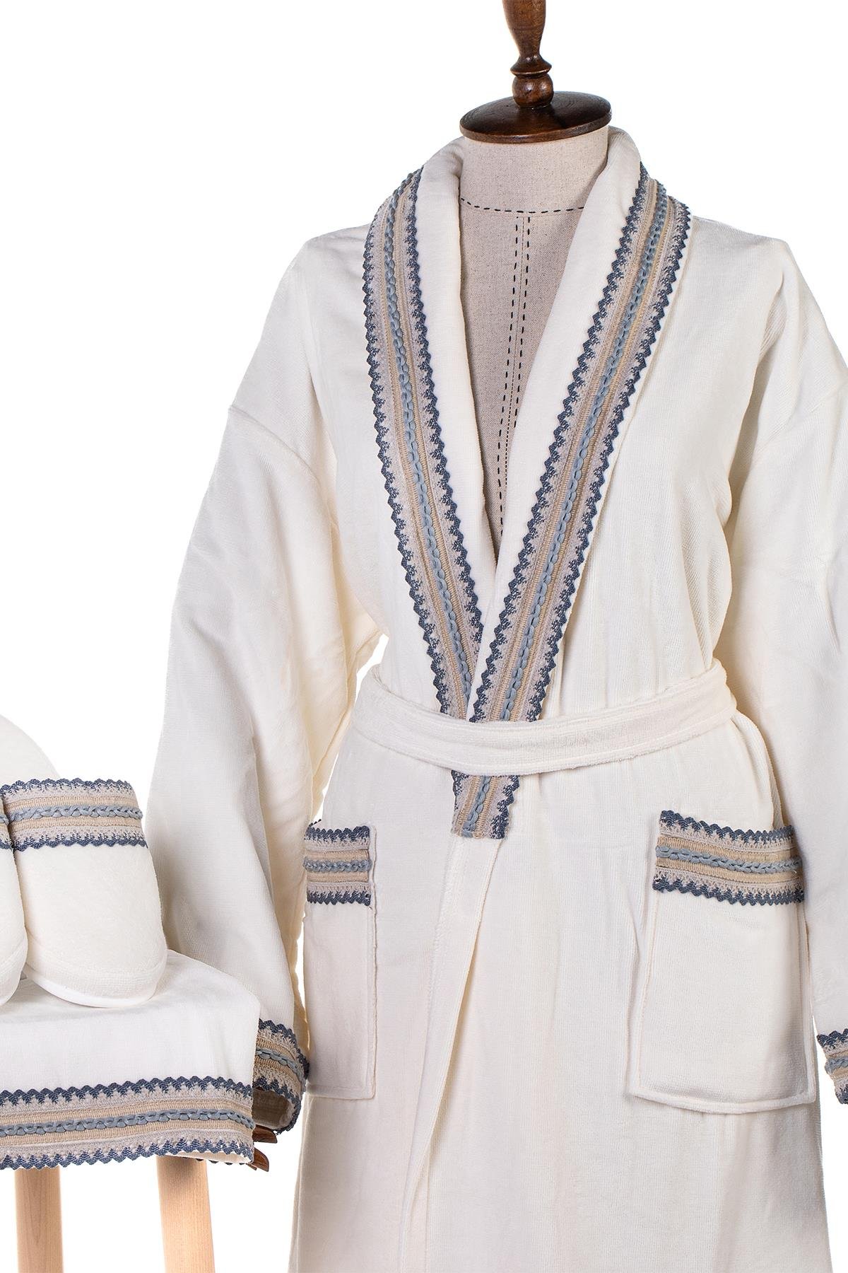 Velvet Line Deluxe Lady Bornoz Seti - Halatlı