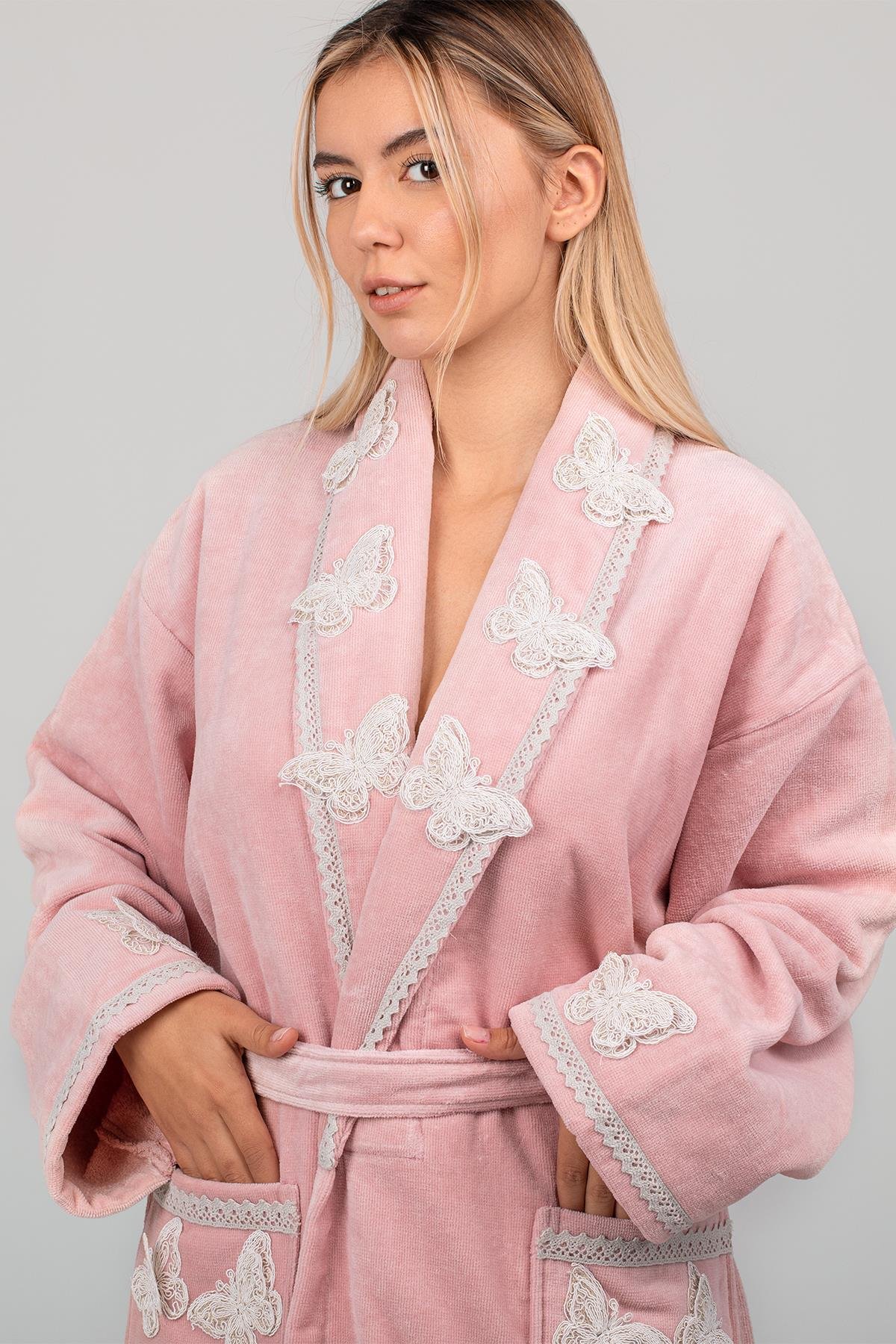 Velvet Line Deluxe Lady Bornoz Seti - Kelebek