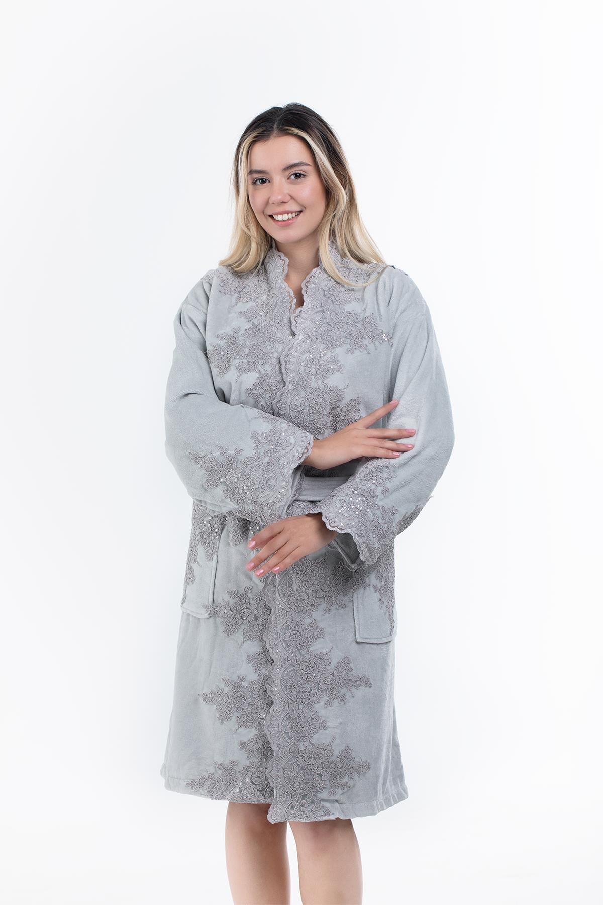 Velvet Line Deluxe Lady Bornoz Seti - Kırçiçeği