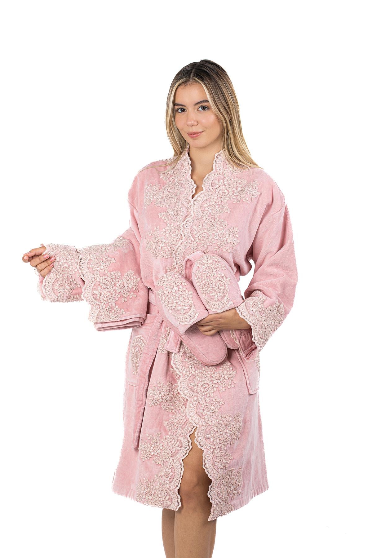 Velvet Line Deluxe Lady Bornoz Seti - Kırçiçeği