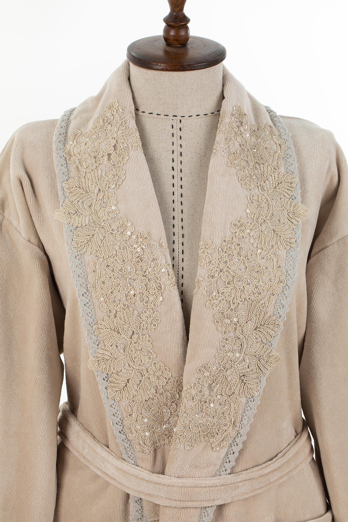 Velvet Line Deluxe Lady Bornoz Seti - Pullu Meral