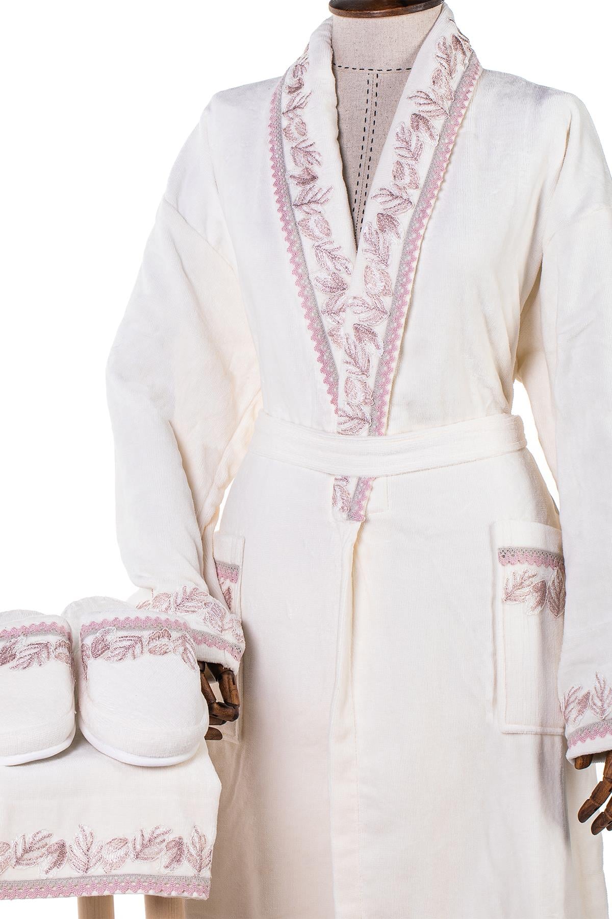 Velvet Line Deluxe Lady Bornoz Seti - Yaprak