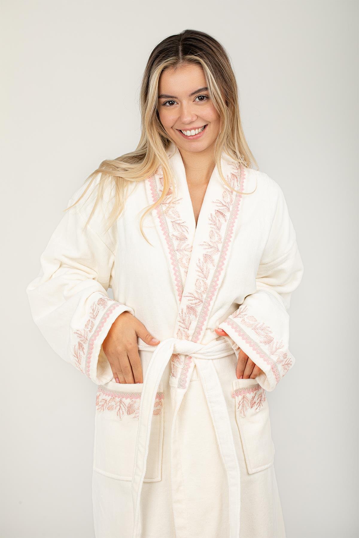 Velvet Line Deluxe Lady Bornoz Seti - Yaprak