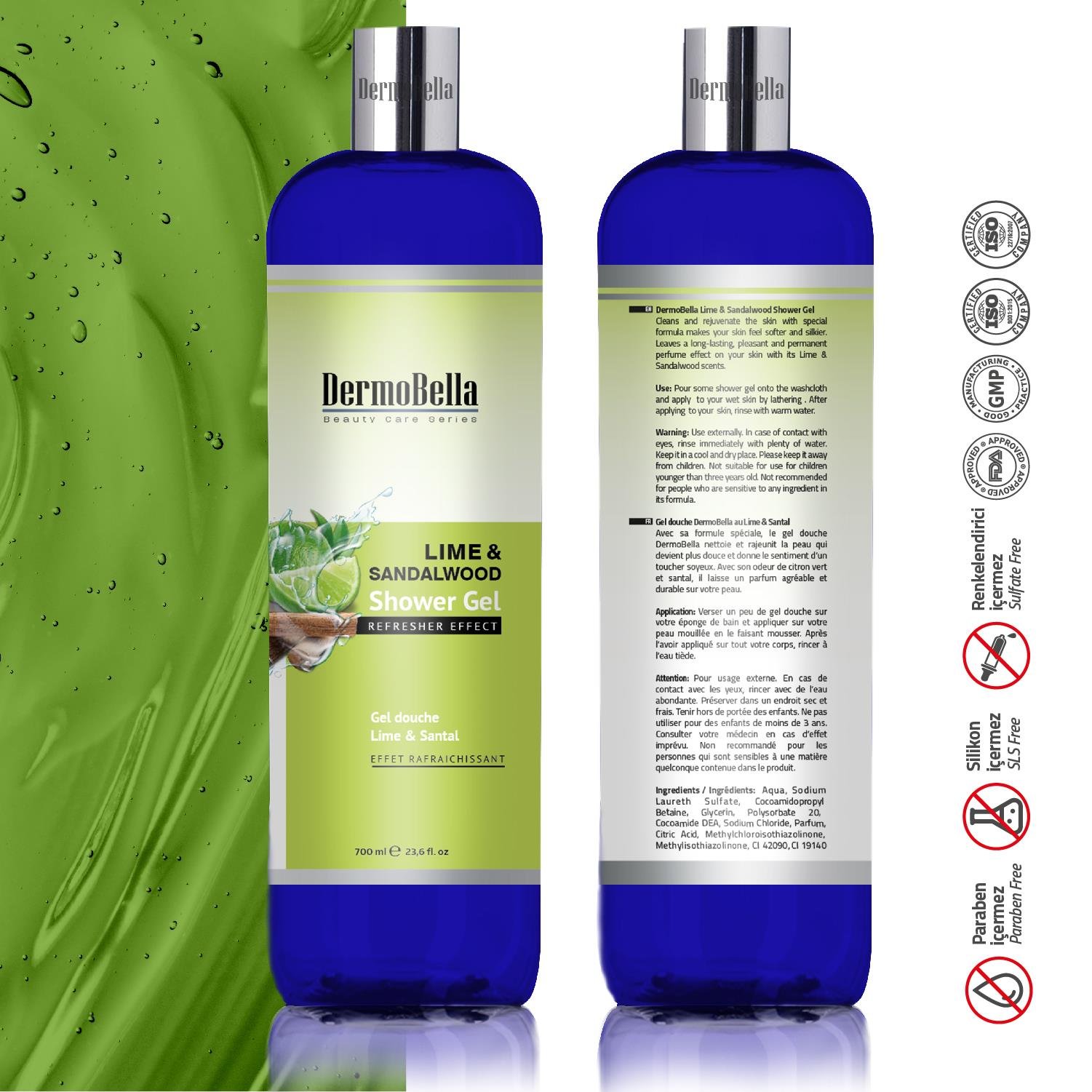 Dermobella Lime And Sandalwood Shower Gel 700Ml