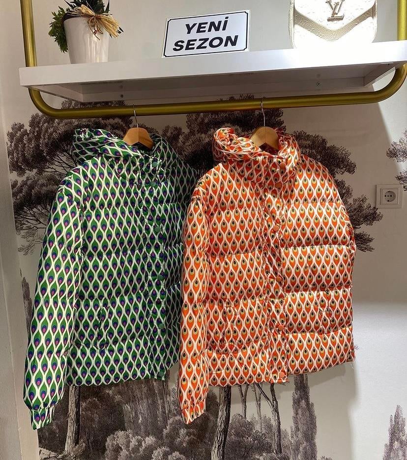 DESENLİ TURUNCU ŞİŞME MONT