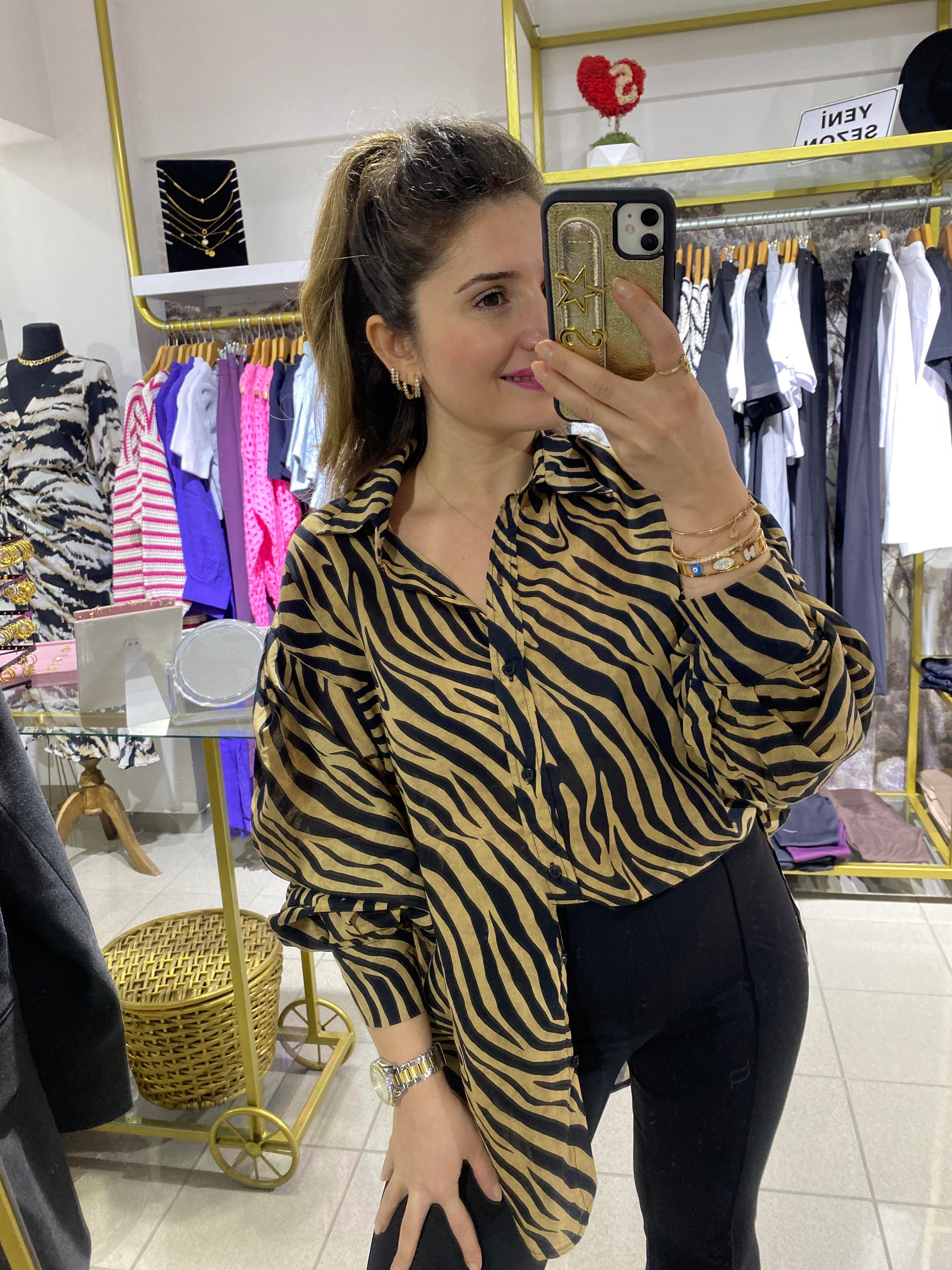 ZEBRA DESEN OVERSİZE GÖMLEK