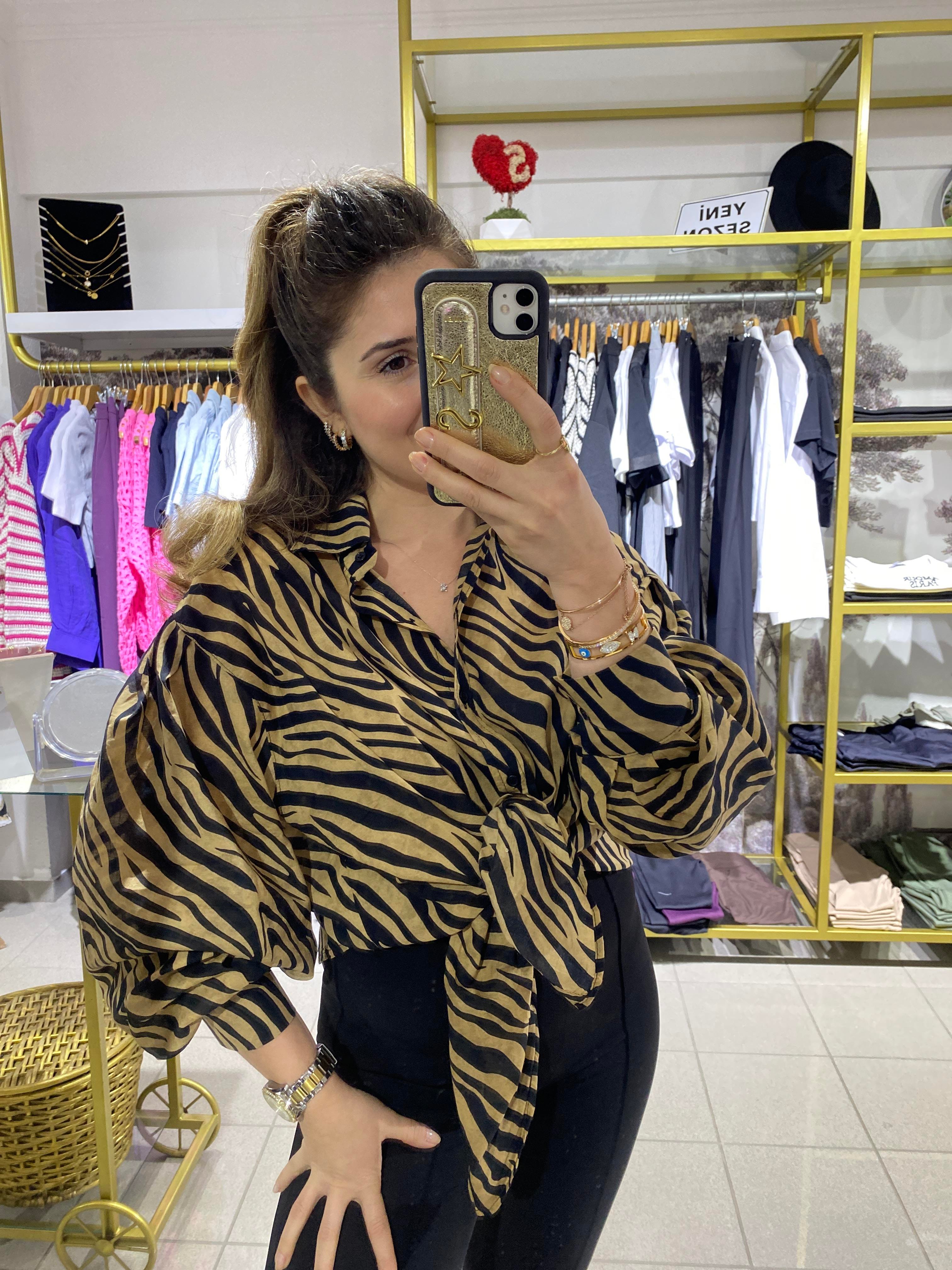 ZEBRA DESEN OVERSİZE GÖMLEK