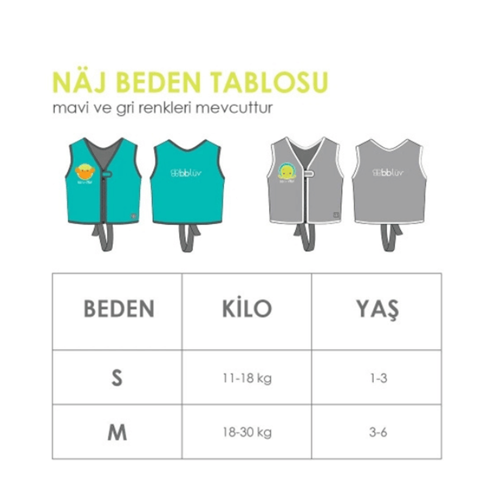 Bblüv Naj Neoprene Yüzme Yeleği 1-3 Yaş - Gri