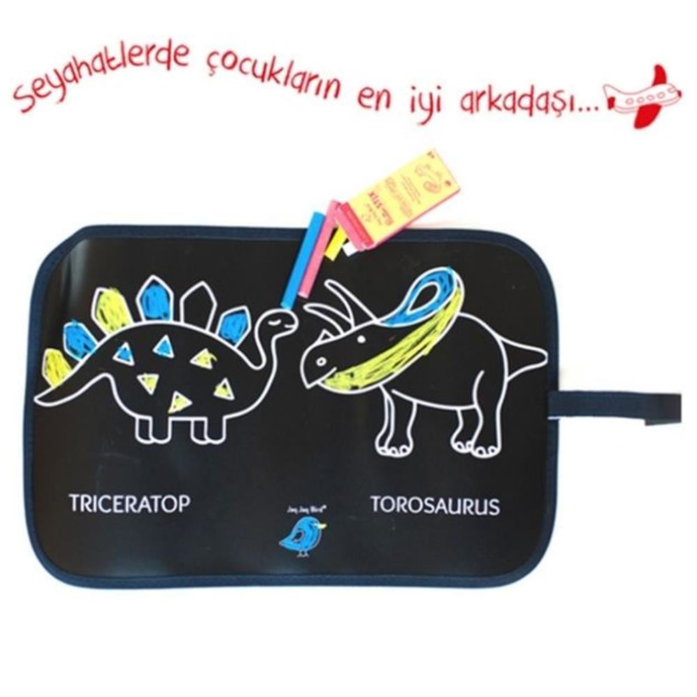 Tozsuz Tebeşirli Mini Karalama Matı - Dinozorlu