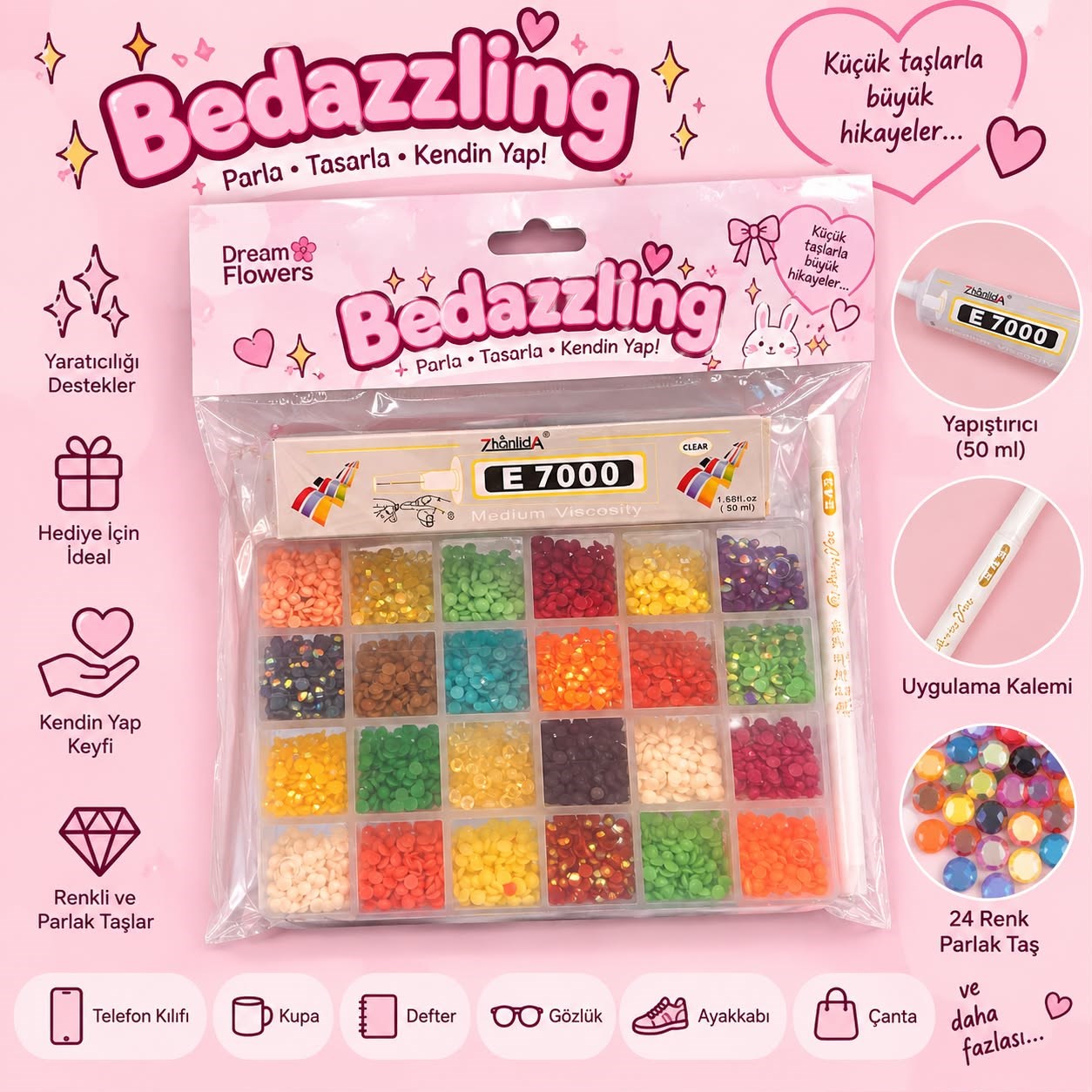 24 Parça Bedazzling Taş Kiti
