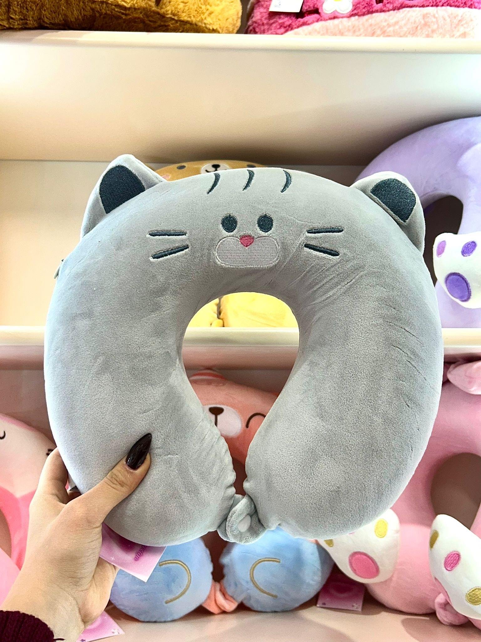 Gri Kedi Boyun Yastığı
