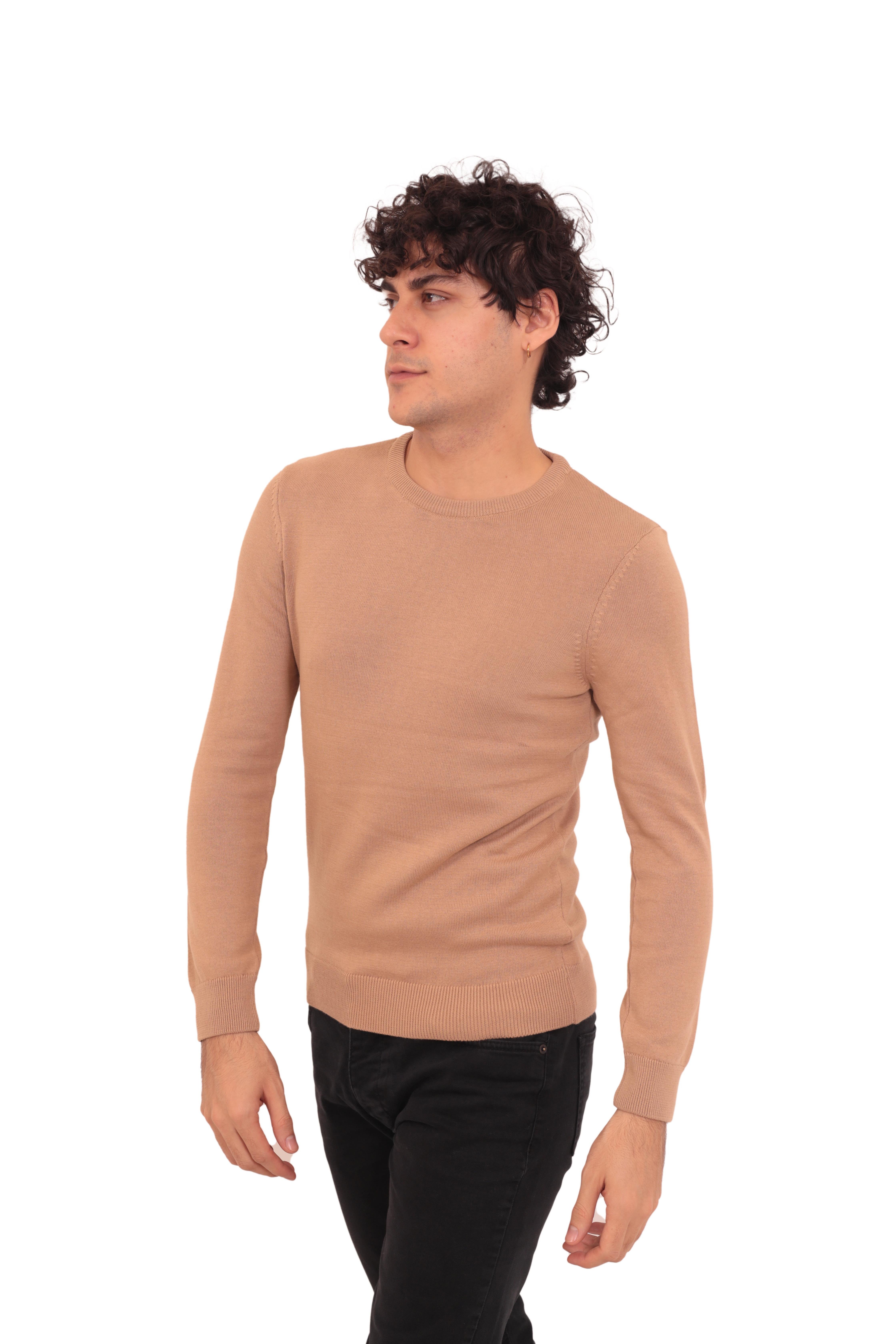 RTD&VLD Erkek Bisiklet Yaka Triko Kazak Camel