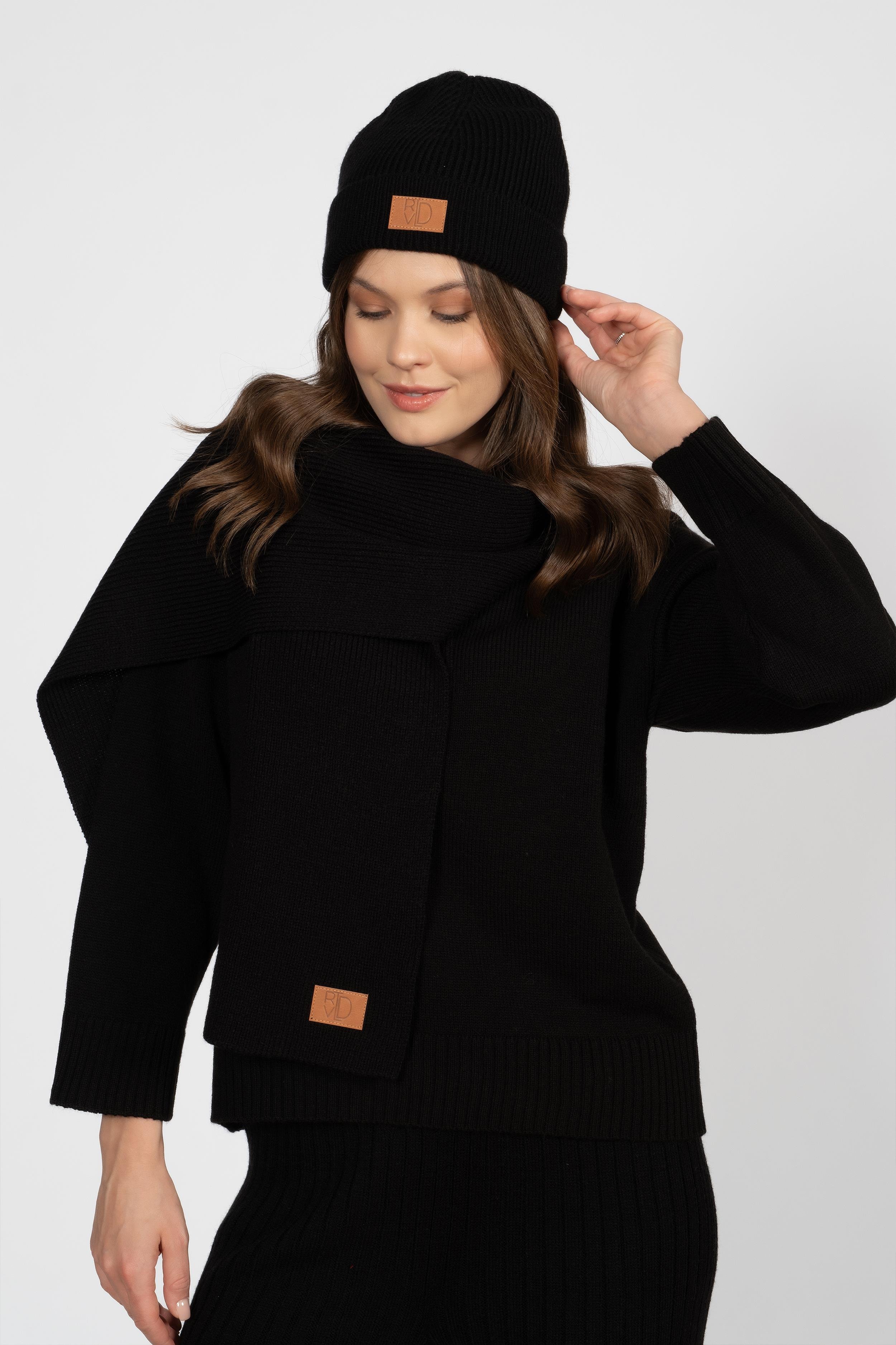 RTD&VLD Unisex Düz Triko Atkı Bere Takım Siyah