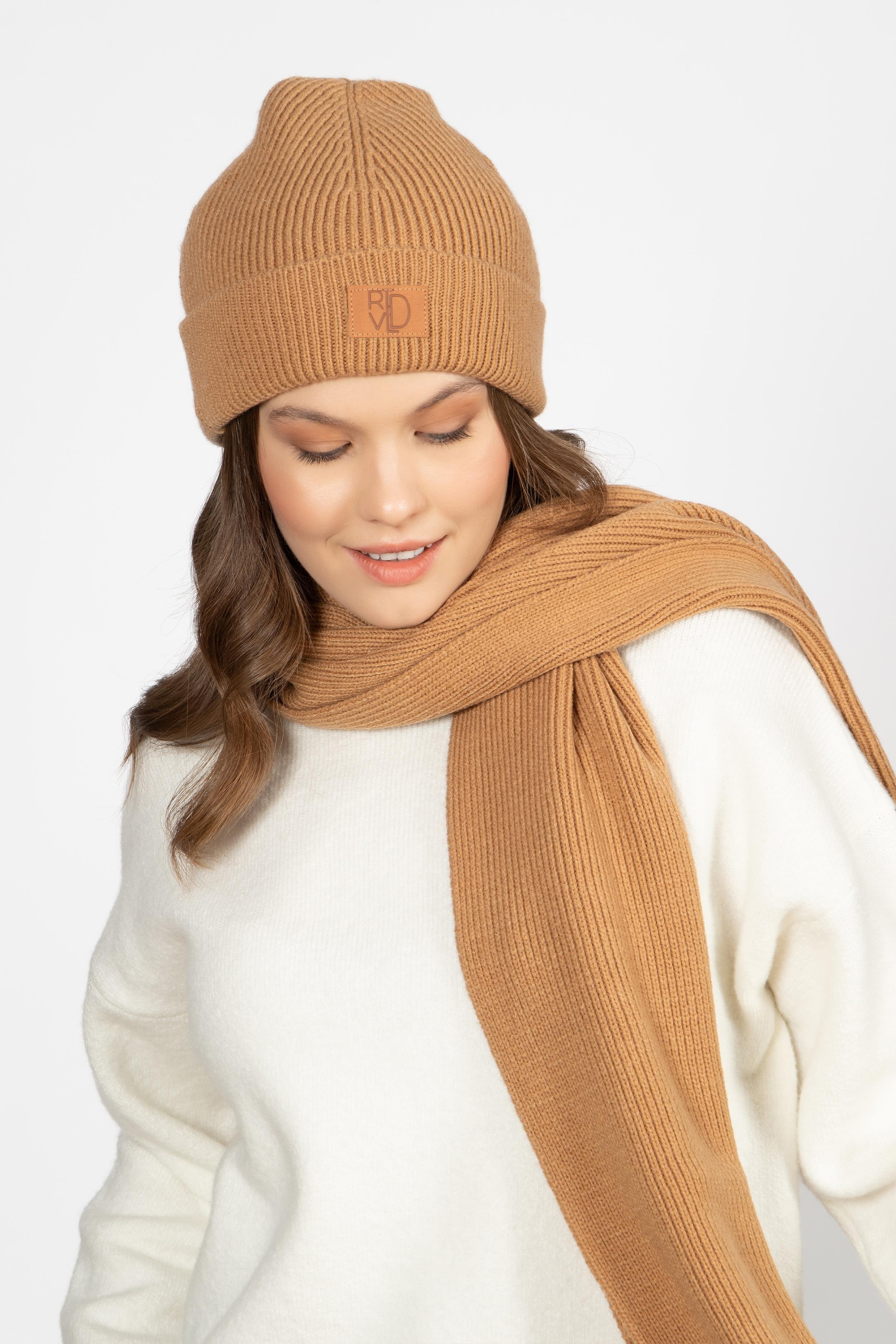RTD&VLD Unisex Düz Triko Atkı-Bere Takım Camel