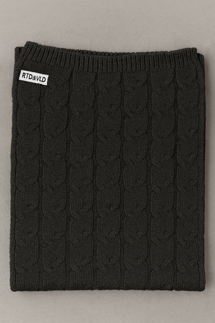 RTD&VLD Unisex Örgü Desen Triko Atkı-Bere Takım Siyah