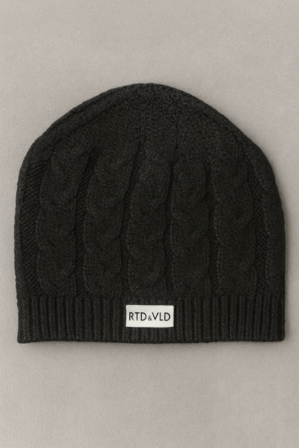 RTD&VLD Unisex Örgü Desen Triko Atkı-Bere Takım Siyah