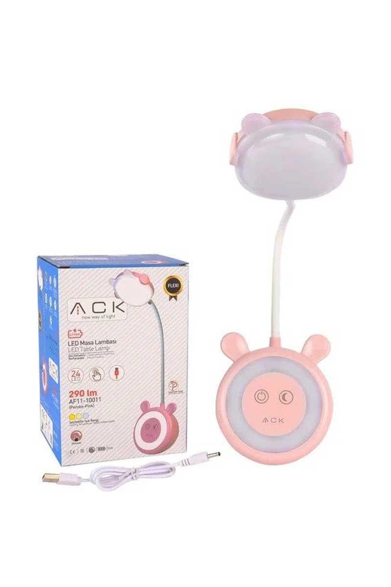 ACK AF11-10011 2 Renkli Pembe Kasa Şarj Edilebilir Masa Lambası