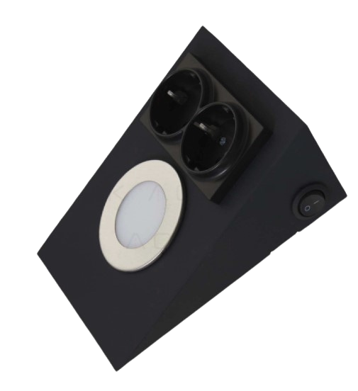 ACK AH11-00201 3000K Günışığı 2.5W Siyah Kasa Ledli Prizli Tezgah Altı Armatür