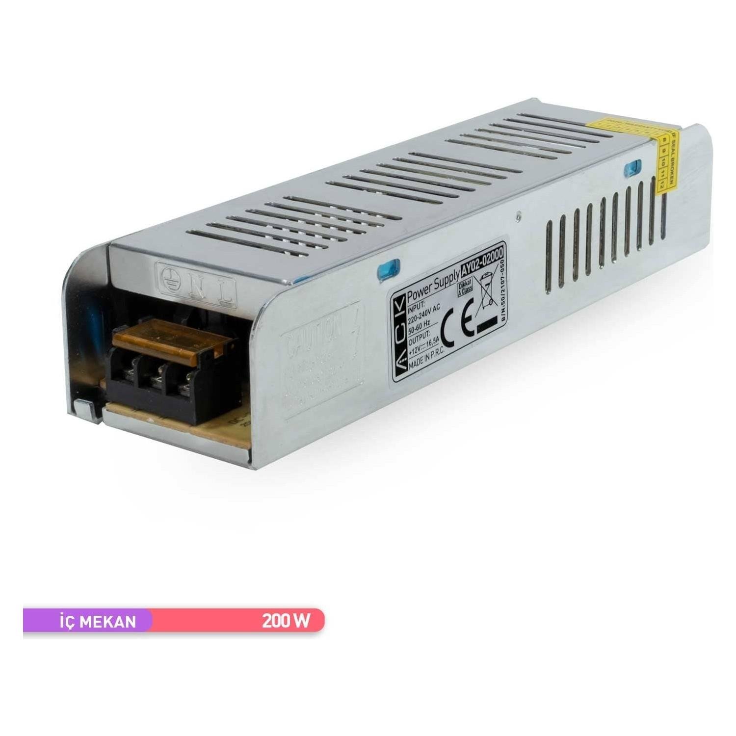 ACK AY02-02000 200W 16.5 AMPER İNCE TİP LED TRAFOSU