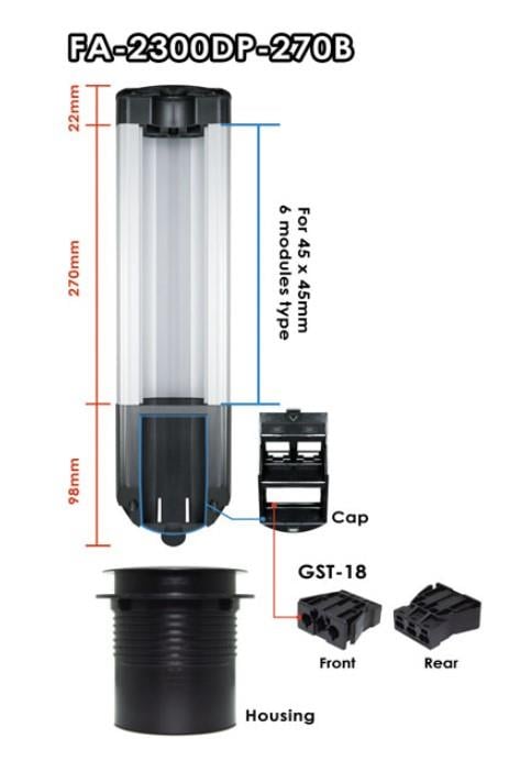 Fullcorp FA-2300DP-270B Masa Üstü Dikey Priz 6 Modül