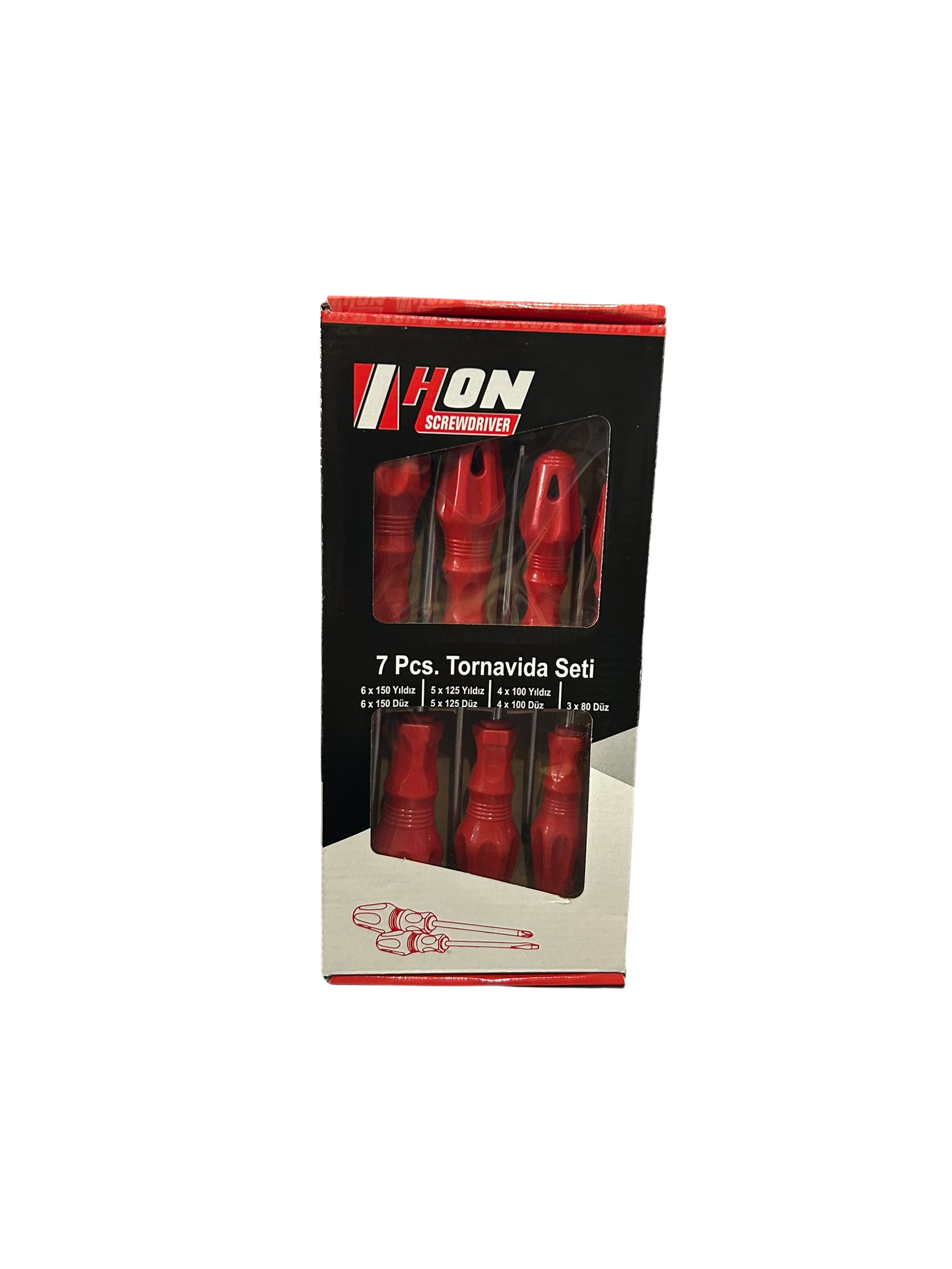 HON 7'Lİ MIKNATISLI TORNAVİDA SETİ KIRMIZI 