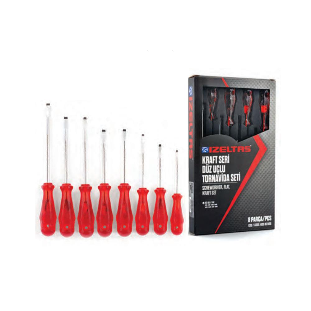 İZELTAŞ KRAFT SERİ DÜZ UÇLU TORNAVİDA SERİSİ 8 PARÇA