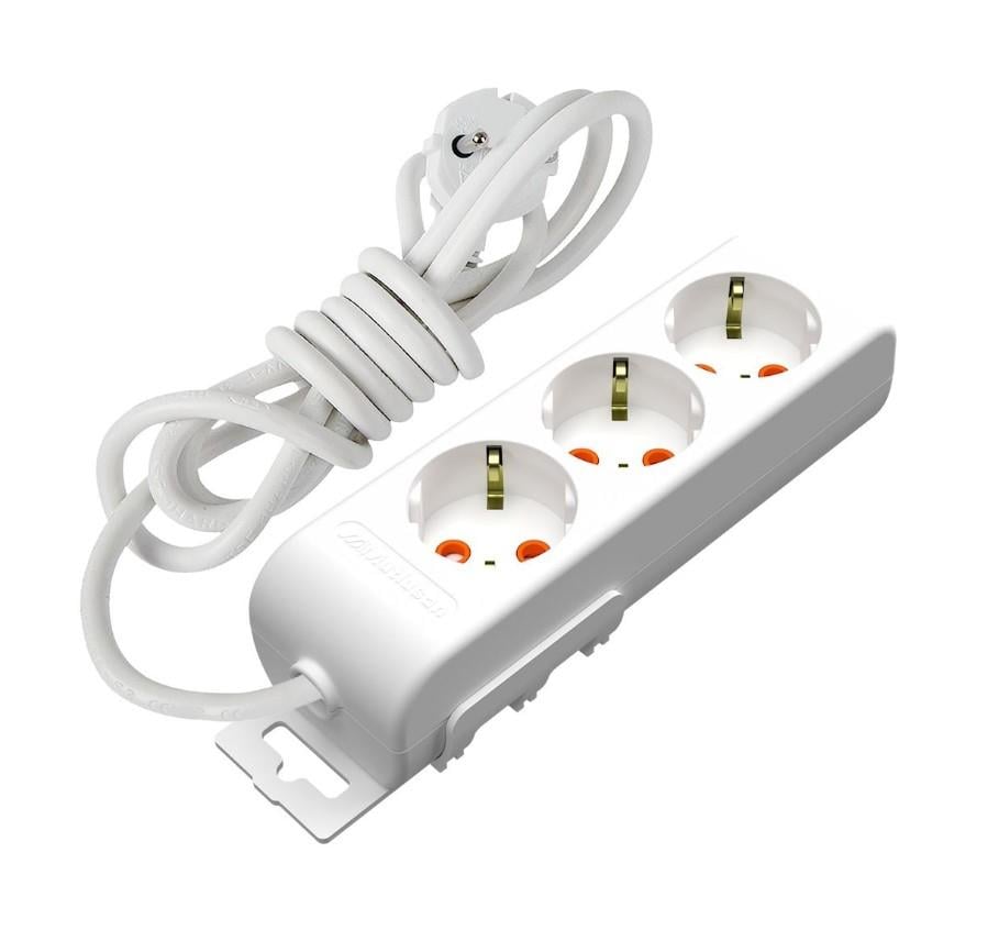 MUTLUSAN Rİ-TECH 3'LÜ TOPRAKLI GRUP PRİZ ÇOCUK KORUMALI 2 METRE KABLOLU 001 175 310002 02 00