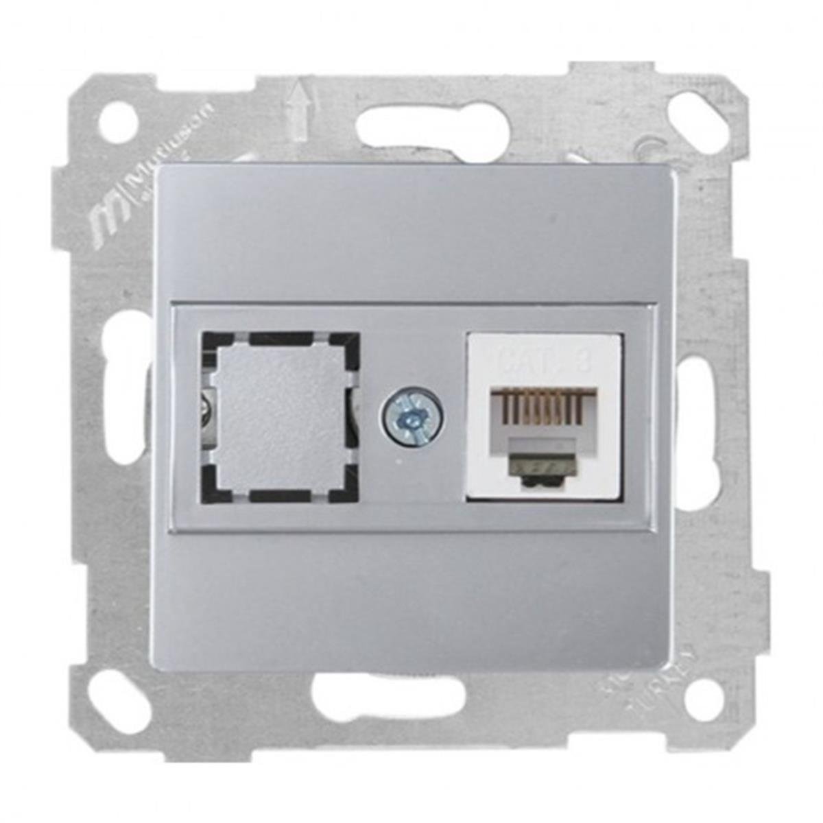 MUTLUSAN RİTA İNOX MEKANİZMA + TUŞ TELEFON PRİZİ 1XRJ12 (CAT3) 2200 125 0182