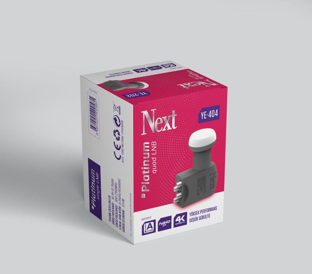 Next & NextStar YE-404 Platinum Quad Dört Çıkışlı LNB 0.1 dB 4k Ultra HD 