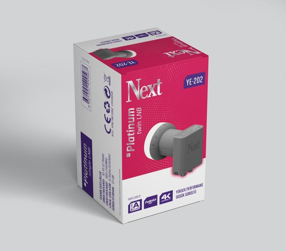 Next YE-202 Platinum 0.1dB Twin İki Çıkışlı Lnb 4k Ultra HD 