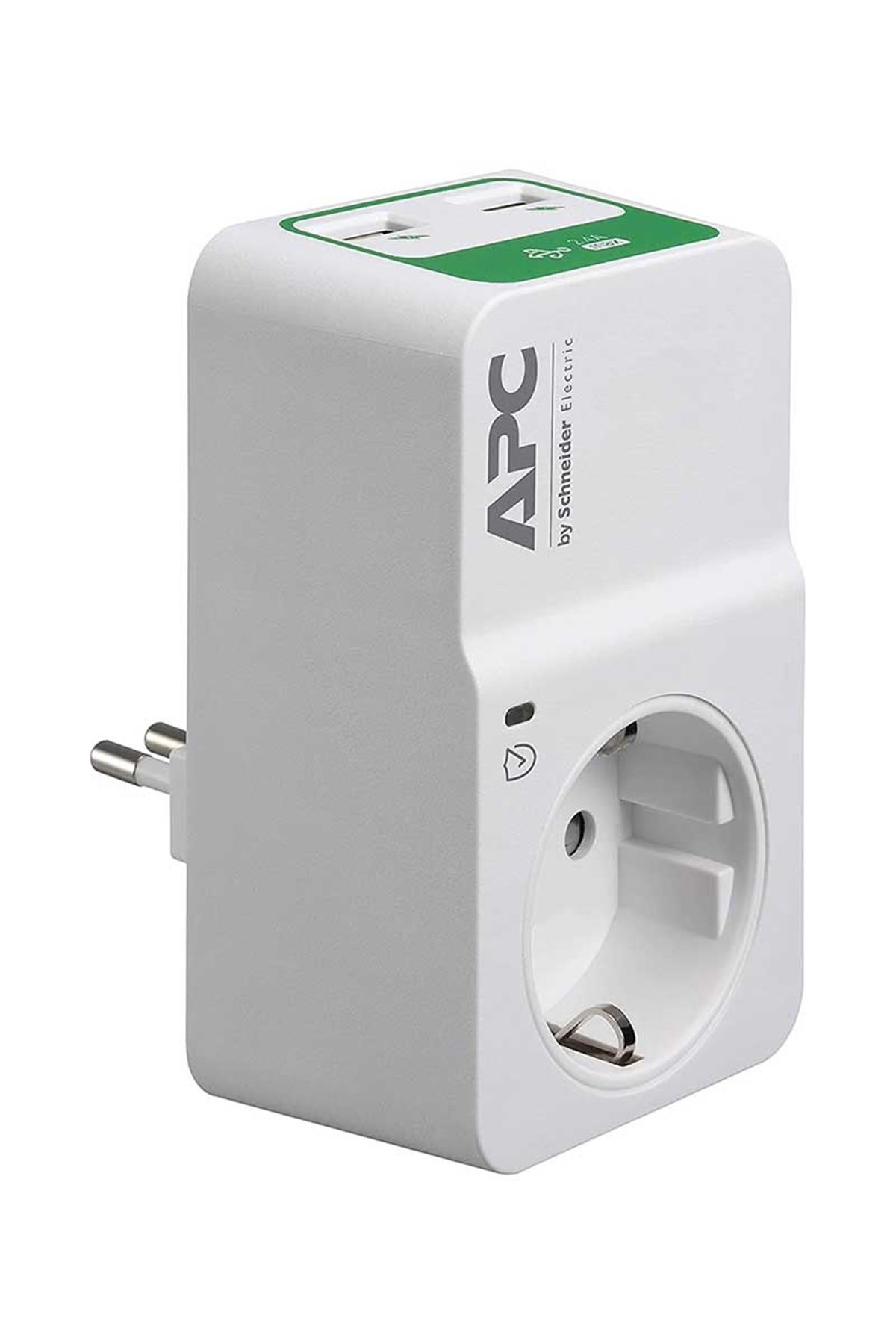 SCHNEIDER APC PM1WU2-GR 230V TEKLİ 2 USB HIZLI ŞARJ ÇIKIŞLI AKIM KORUMALI PRİZ