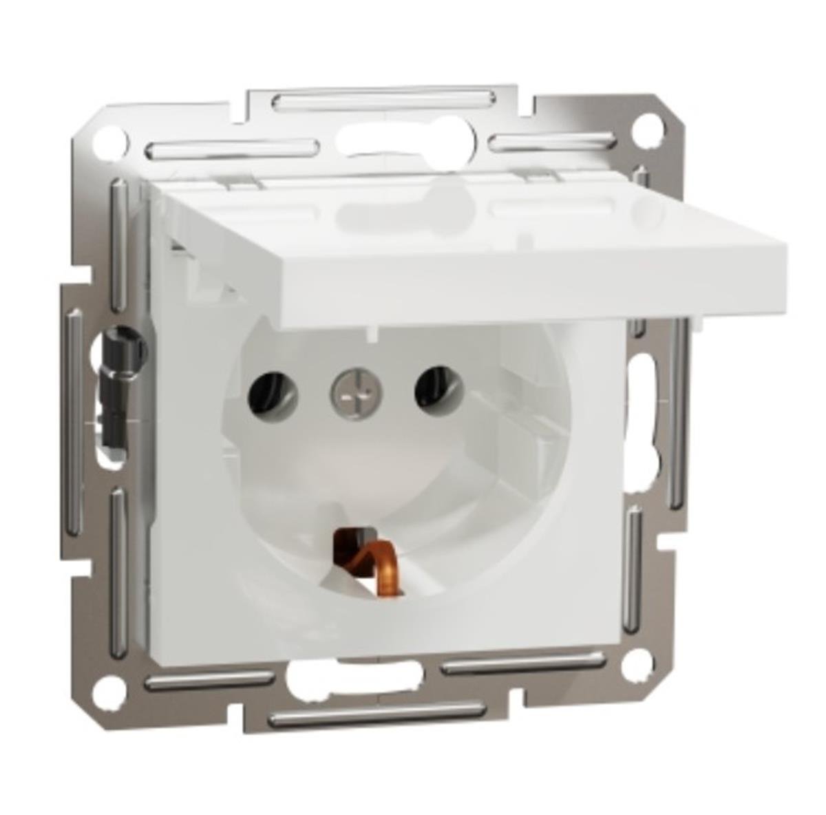 SCHNEIDER EPH3170121 16A ASFORA BEYAZ ÇERÇEVESİZ KAPAKLI TOPRAKLI PRİZ