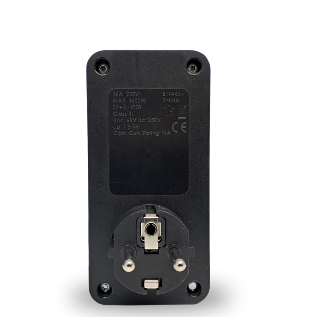 Seldur Anahtarlı Şok ve Akım Korumalı Fiş-Priz (720J) Çocuk Korumalı Siyah