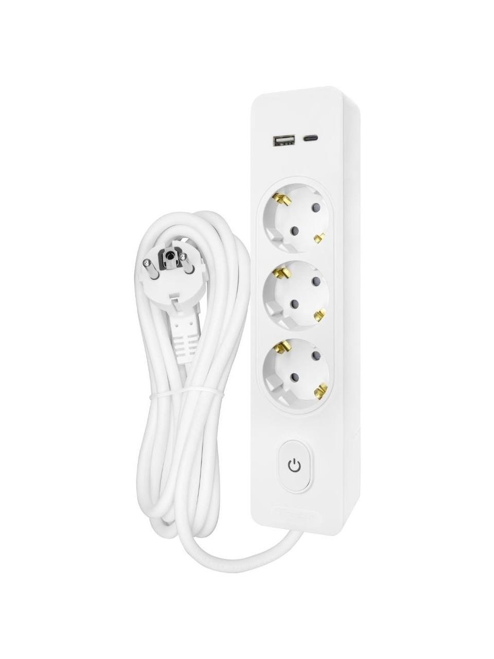 Seldur Üçlü Grup Priz Anahtarlı USB ve Type-c Girişli Topraklı Priz 2 Metre Çocuk Korumalı